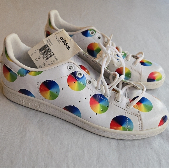 adidas Other - Adidas Stan Smith Multi Dots White Multicolor Color Wheel Sneakers